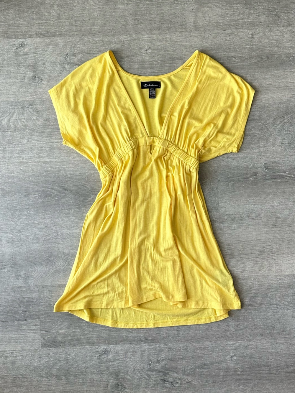 Y2K Seductions Yellow babydoll blouse with ruched detailing V-Neck